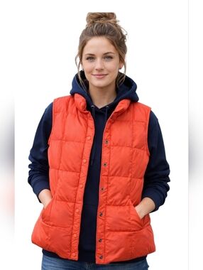 Lands' End Women's Orange Puffer Vest (SIZE :SMALL 6-8)